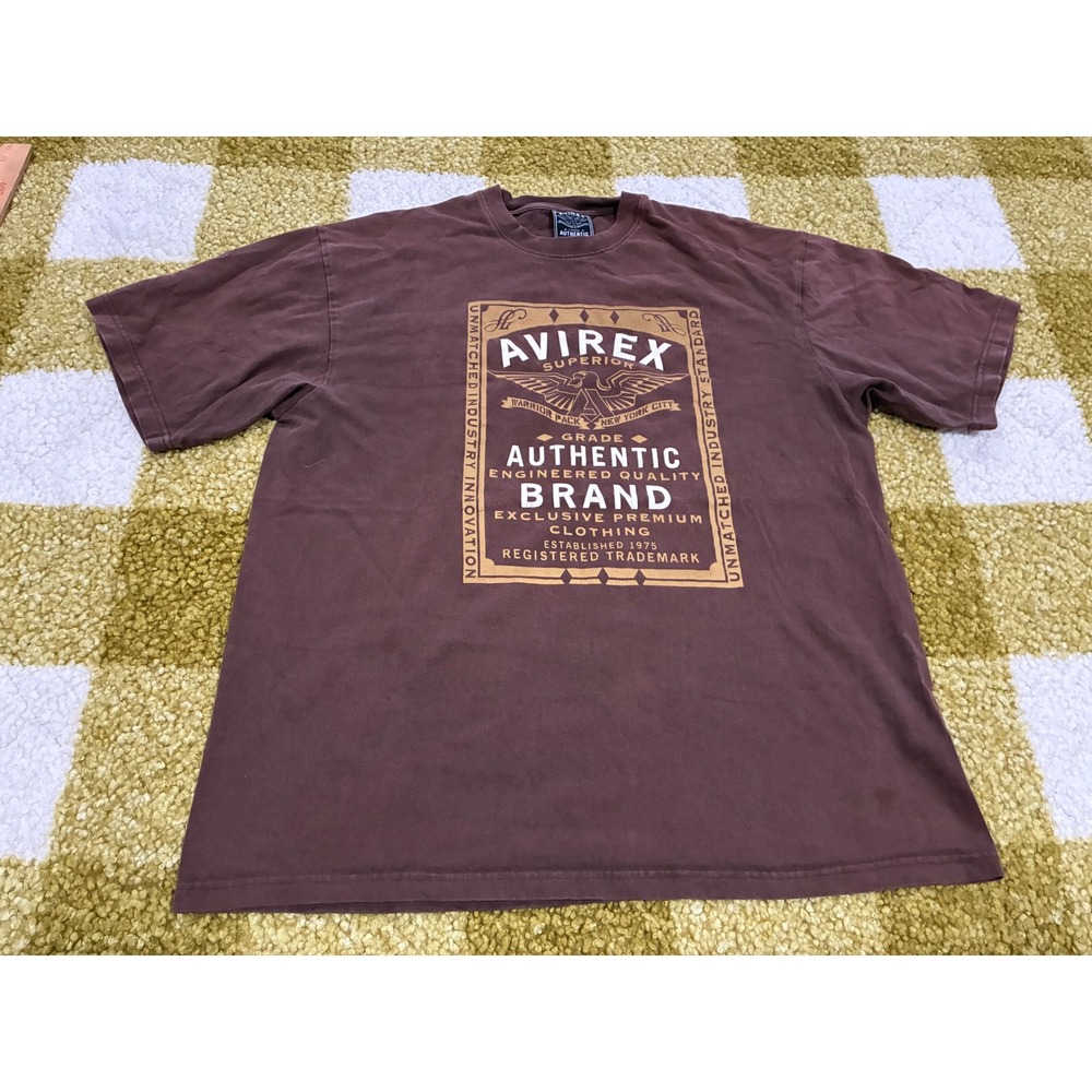 Avirex Superior Authentic Brand Graphic T-Shirt Brown XL Warrior Pack NYC Eagle